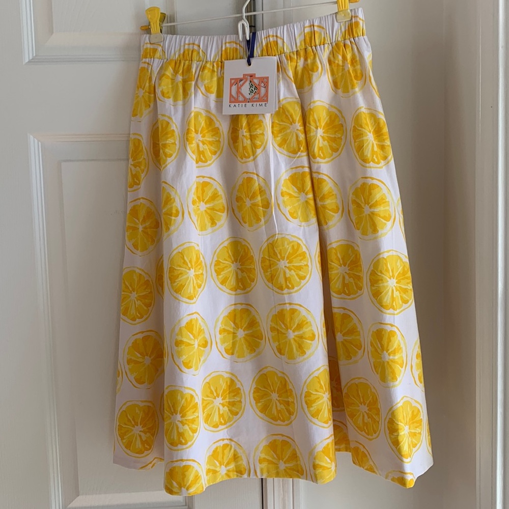 Katie Kime lemon skirt with elastic waist band. Size xs. Worn once. Yellow